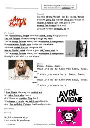 English Worksheet: Wish You Were Here - Goodbye Lullaby by Avril Lavigne