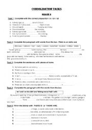 English Worksheet: Consolidation Tasks 6th form 