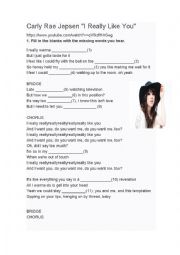 English Worksheet: I really like you- Carly Rae Jepsen