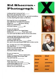 English Worksheet: Ed Sheeran - Photograph