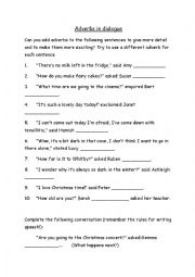 English Worksheet: Adverbs in dialogue