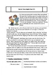 English Worksheet: 9th form full term test 1