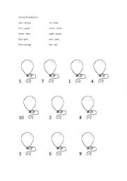 English Worksheet: Colour the baloons