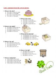 English Worksheet: prepositions of place