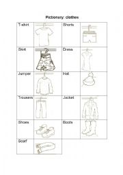 English Worksheet: Clothes pictionary