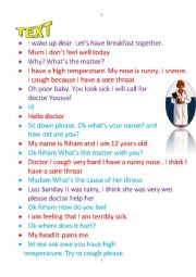 English Worksheet: dialogue between doctor and patient