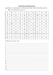 English Worksheet: Wordsearch Irregular verbs past participle