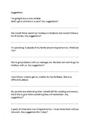 English Worksheet: Suggestions