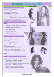 English Worksheet: Rihanna - California King Bed (Song worksheet)