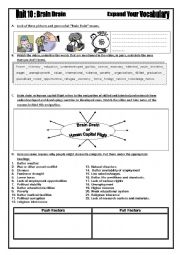 English Worksheet: Brain Drain Vocabulary- Exercises - Viewing - videos