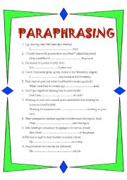 English Worksheet: Paraphrasing Pre FCE