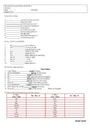 English Worksheet: Test simple present