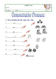 English Worksheet: Demonstratives using toys vocabulary