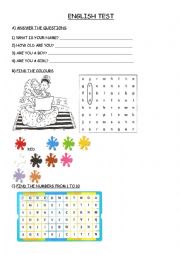 English Worksheet: Test for 2nd grade