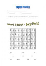 English Worksheet: body parts