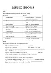 English Worksheet: Music Idioms