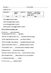 English Worksheet: some any