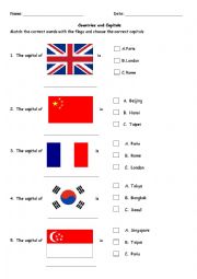 English Worksheet: Countries & capitals