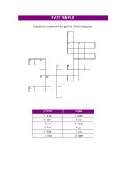 Irregular verbs crossword