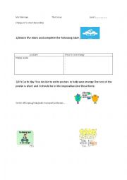 English Worksheet: lets save energy