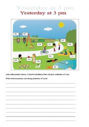 English Worksheet: past continuous: yesterday at 3 pm
