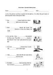 A worksheet about past tense and present perfect tense