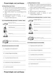 English Worksheet: Present simple and continuous