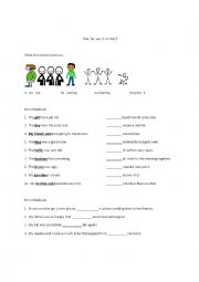 English Worksheet: Pronouns: She, He, We, It, They