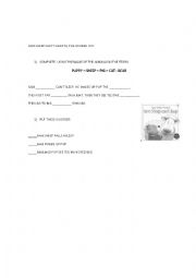 English Worksheet: sam sheep cant sleep