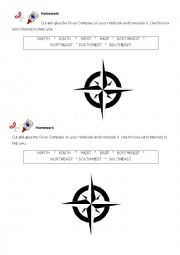 English Worksheet: Compass Rose Picture Dictionary