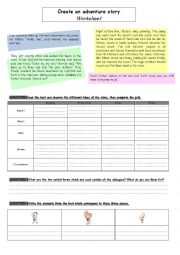 English Worksheet: Create an adventure story