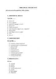 English Worksheet: Find the ideal job for you!