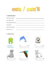 English Worksheet: can / cant