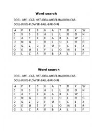 Word search - Alphabet A-J