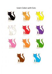English Worksheet: Learn colours with cats