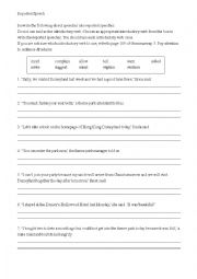 English Worksheet: Reported Speech Worksheet