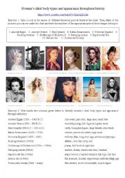 English Worksheet: Womens ideal body types and appearance throughout history