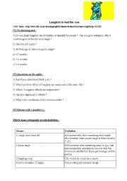 English Worksheet: Listening from BBC 6 min : Laughter is bad for you