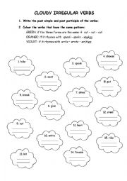 English Worksheet: Cloudy Irregular Verbs
