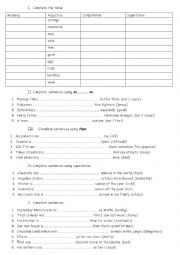 English Worksheet: comparative and superlative