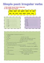 English Worksheet: simple past irregular verbs