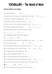 English Worksheet: The World of work