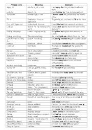 English Worksheet: phrasal verbs list