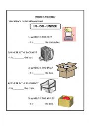 English Worksheet: prepositions of place