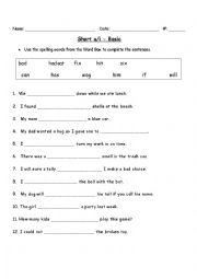 English Worksheet: Short vowels (a/i) sentences
