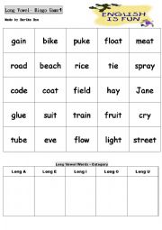 English Worksheet: Long Vowel Rules and Game