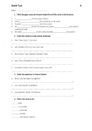 English Worksheet: Present Perfect - Quick test