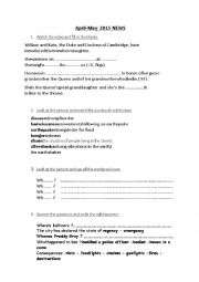 English Worksheet: April May 2015 News