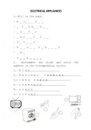 English Worksheet: ELECTRICAL APPLIANCES