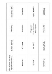 English Worksheet: Memory game with phrasal verbs